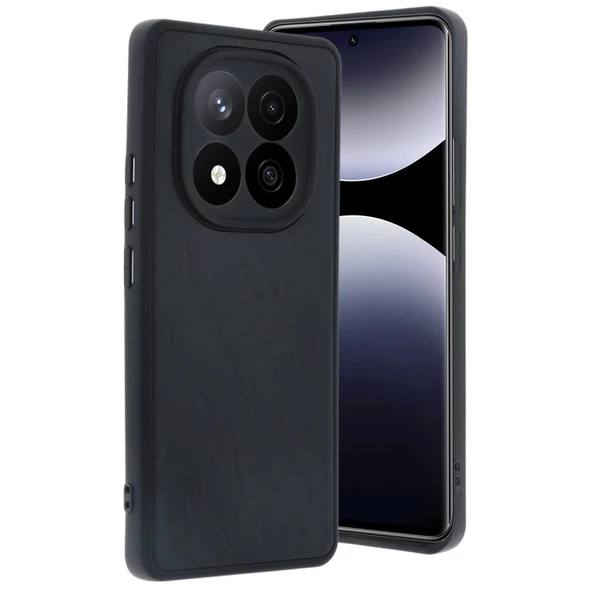 Xiaomi Redmi Note 14 Pro 5g Uyumlu Kılıf Aras Deri Kapak - Siyah ürün görseli 1