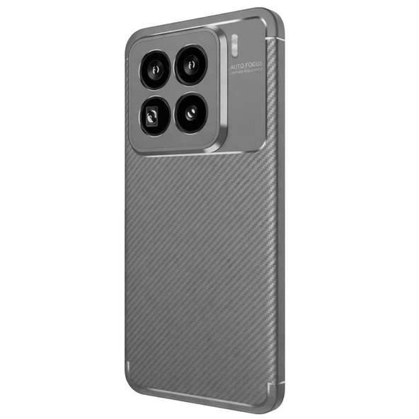 Xiaomi Mi 15 Pro Uyumlu Kılıf Auto Focus Karbon Kapak - Gri ürün görseli 1