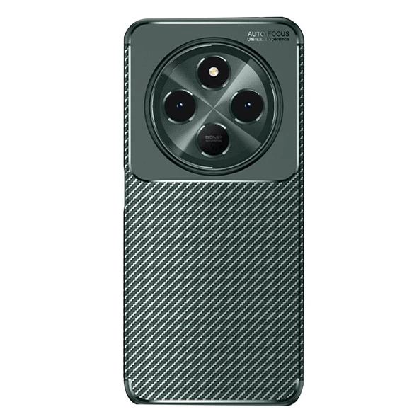 Xiaomi Redmi 14c Uyumlu Kılıf Auto Focus Karbon Kapak - Koyu Yeşil ürün görseli 1