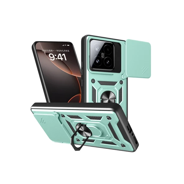Xiaomi Mi 15t Uyumlu Pars Lens Yüzüklü Silikon - Yeşil ürün görseli 1