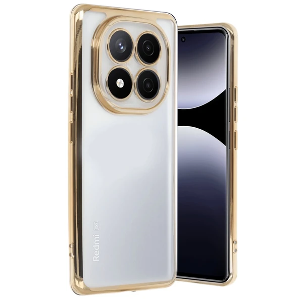 Xiaomi Redmi Note 14 Pro Plus Uyumlu Kılıf Kamera Korumalı Lensli Silikon - Gold ürün görseli 1