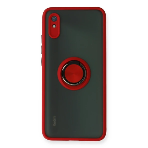 Xiaomi Redmi 9a Uyumlu Kılıf Montreal Yüzüklü Silikon Kapak - Kırmızı ürün görseli 1