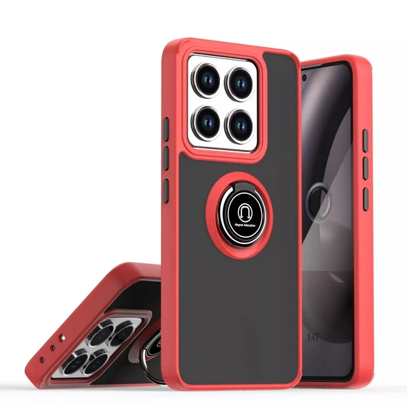 Xiaomi Mi 14t Uyumlu Montreal Yüzüklü Silikon Kapak - Kırmızı ürün görseli 1