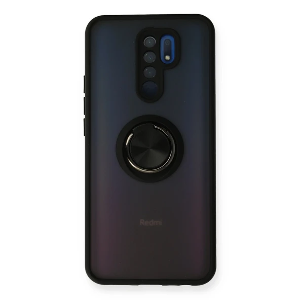Xiaomi Redmi 9 Uyumlu Kılıf Montreal Yüzüklü Silikon Kapak - Siyah ürün görseli 1