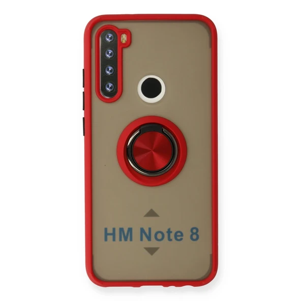 Xiaomi Redmi Note 8 Uyumlu Kılıf Montreal Yüzüklü Silikon Kapak - Kırmızı ürün görseli 1