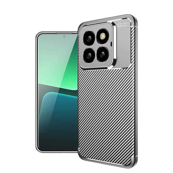 Xiaomi Mi 14t Pro Uyumlu Kılıf Auto Focus Karbon Kapak - Gri ürün görseli 1
