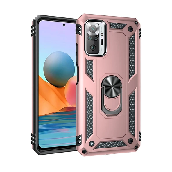 Xiaomi Redmi Note 10 Pro Uyumlu Kılıf Sofya Yüzüklü Silikon Kapak - Rose ürün görseli 1