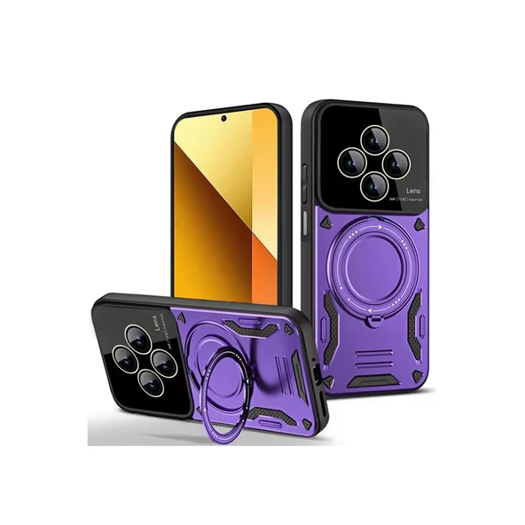 Xiaomi Redmi 14c Uyumlu Kılıf Joy Lens Standlı Kapak - Mor ürün görseli 1