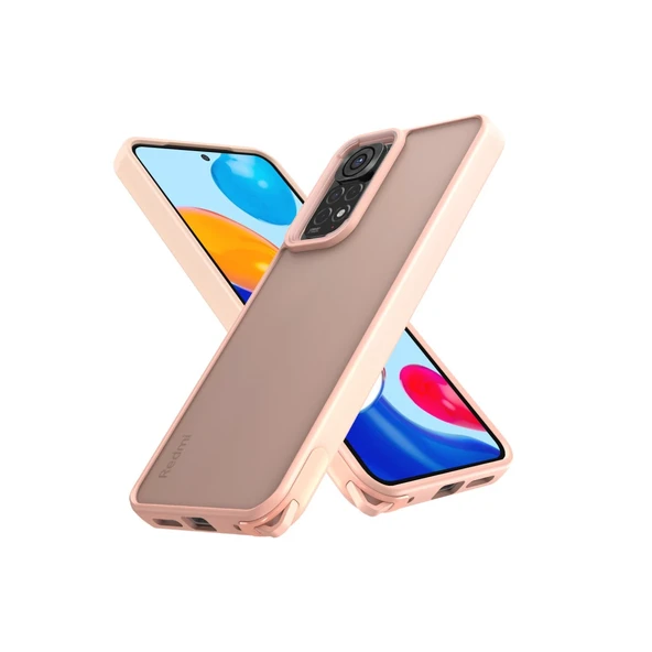 Xiaomi Redmi Note 11 Uyumlu Kılıf Elegant Kapak - Pudra ürün görseli 1