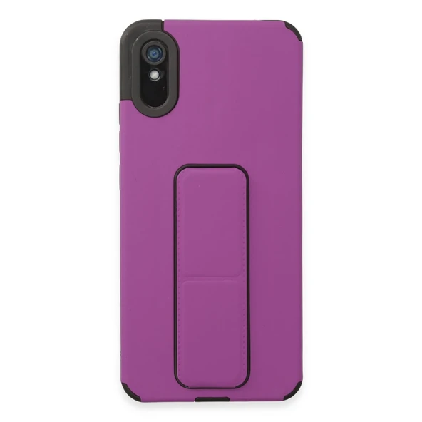 Xiaomi Redmi 9a Uyumlu Kılıf Mega Standlı Silikon - Mor ürün görseli 1