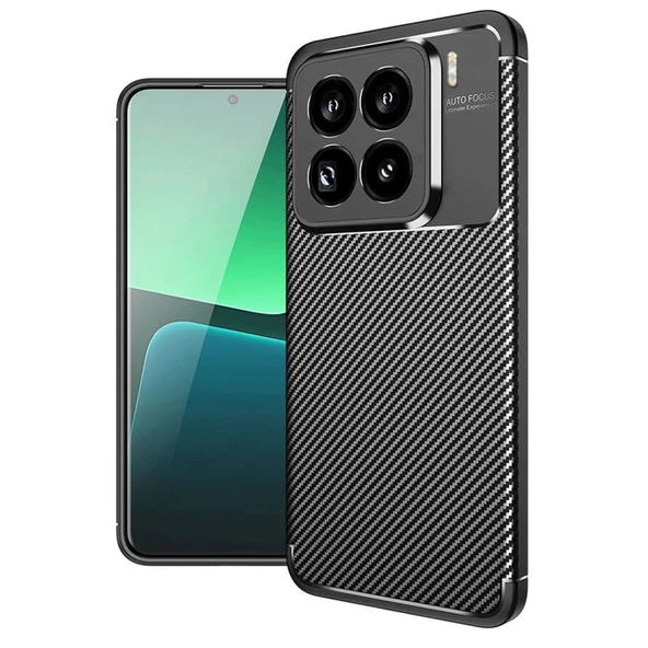 Xiaomi Mi 15 Pro Uyumlu Kılıf Auto Focus Karbon Kapak - Siyah ürün görseli 1