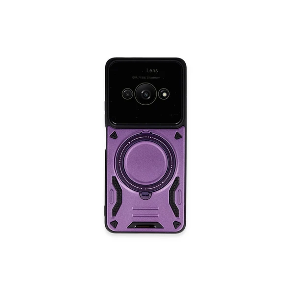 Xiaomi Poco C61 Uyumlu Kılıf Joy Lens Standlı Kapak - Mor ürün görseli 1