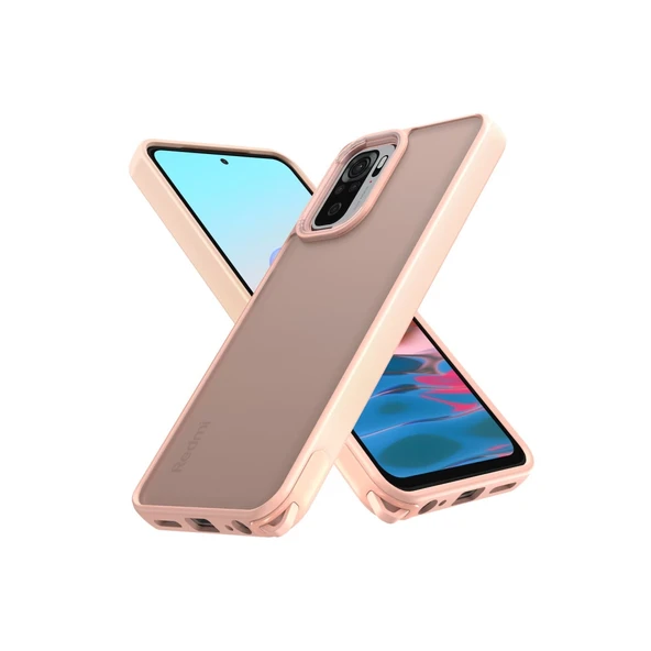 Xiaomi Redmi Note 10 Pro Uyumlu Kılıf Elegant Kapak - Pudra ürün görseli 1
