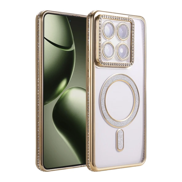 Xiaomi Mi 14t Pro Uyumlu Joke Simli Magneticsafe Kılıf - Gold ürün görseli 1