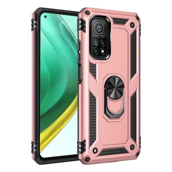 Xiaomi Mi 10t Pro Uyumlu Kılıf Sofya Yüzüklü Silikon Kapak - Rose ürün görseli 1