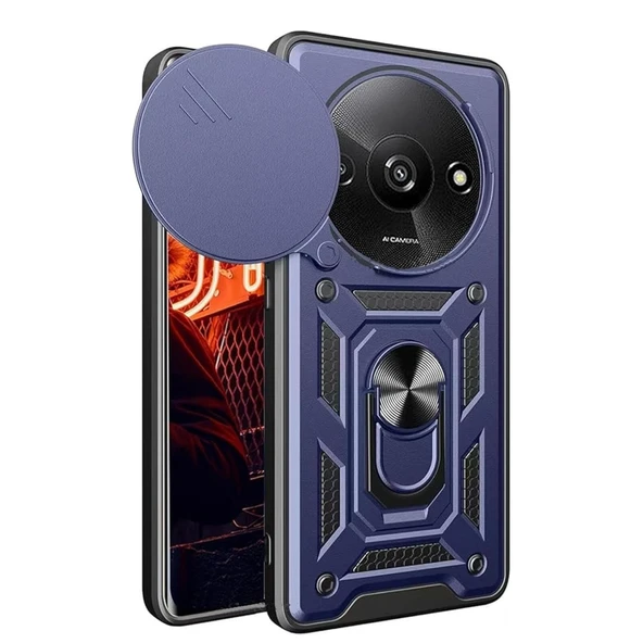 Xiaomi Redmi A3 4g Uyumlu Kılıf Pars Lens Yüzüklü Silikon - Lacivert ürün görseli 1
