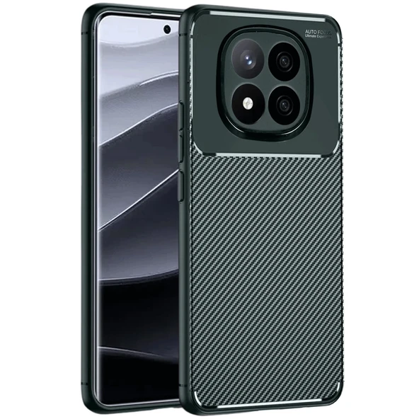 Xiaomi Redmi Note 14 Pro 5g Uyumlu Kılıf Auto Focus Karbon Kapak - Koyu Yeşil ürün görseli 1