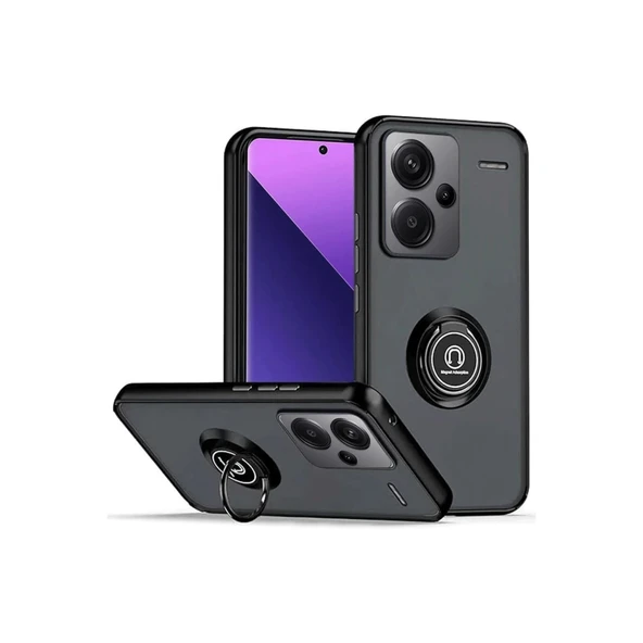 Xiaomi Redmi Note 13 Pro Plus Uyumlu Kılıf Montreal Yüzüklü Silikon Kapak - Siyah ürün görseli 1