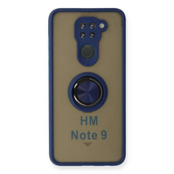 Xiaomi Redmi Note 9 Uyumlu Kılıf Montreal Yüzüklü Silikon Kapak - Lacivert ürün görseli 1