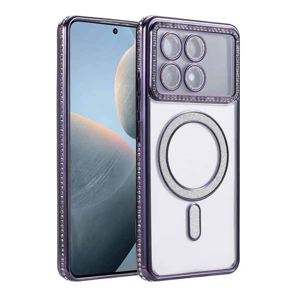 Xiaomi Poco X6 Pro Uyumlu Joke Simli Magneticsafe Kılıf - Derin Mor ürün görseli 1