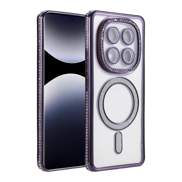 Xiaomi Redmi Note 14 Pro 4g Uyumlu Joke Simli Magneticsafe Kılıf - Derin Mor ürün görseli 1