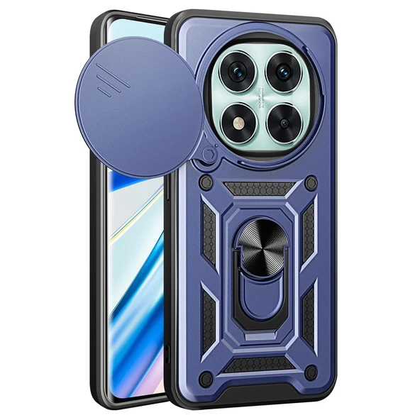 Xiaomi Redmi Note 14 Pro 5g Uyumlu Kılıf Pars Lens Yüzüklü Silikon - Lacivert ürün görseli 1