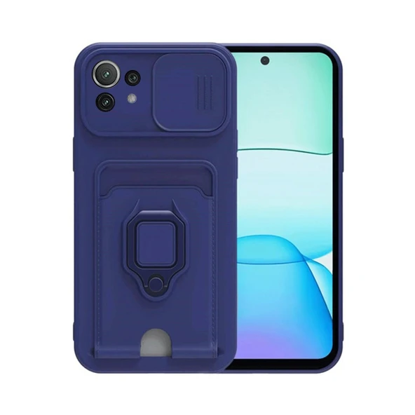 Xiaomi Mi 11 Lite Kılıf Zuma Kartvizitli Yüzüklü Silikon - Lacivert ürün görseli 1