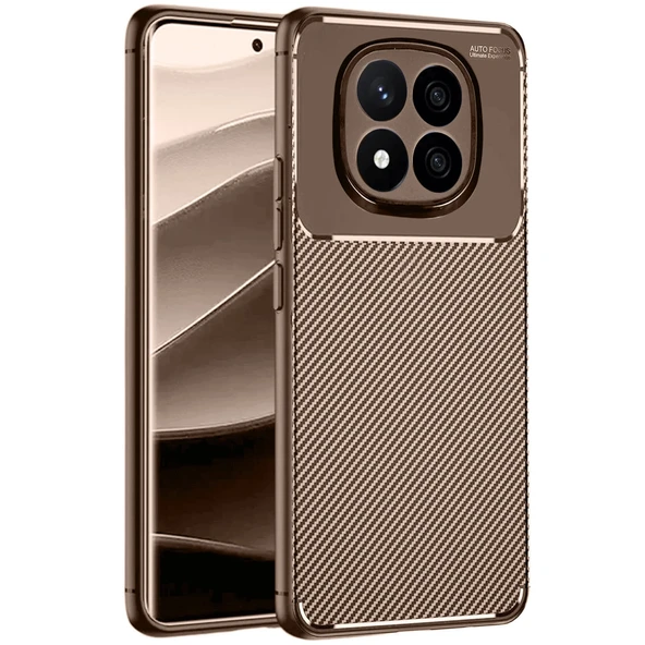 Xiaomi Redmi Note 14 Pro 5g Uyumlu Kılıf Auto Focus Karbon Kapak - Kahverengi ürün görseli 1
