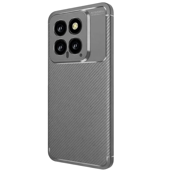 Xiaomi Mi 14t Uyumlu Kılıf Auto Focus Karbon Kapak - Gri ürün görseli 1