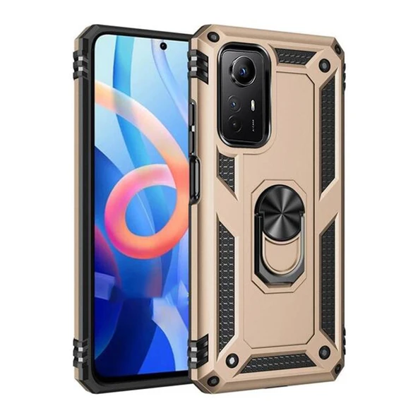 Xiaomi Redmi Note 12s Uyumlu Kılıf Sofya Yüzüklü Silikon Kapak - Gold ürün görseli 1