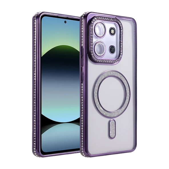 Xiaomi Redmi 15c 4g Uyumlu Joke Simli Magneticsafe Kılıf - Derin Mor ürün görseli 1