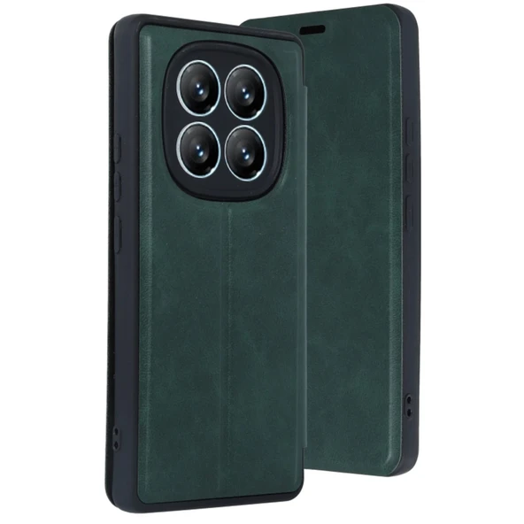 Xiaomi Redmi Note 14 Pro 5g Uyumlu Kılıf Flip Cover - Koyu Yeşil ürün görseli 1