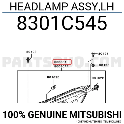 Mitsubishi Attrage Ön Far Elektrikli Motorlu Sol 2013- (Oem No:  8301C545) ürün görseli 1