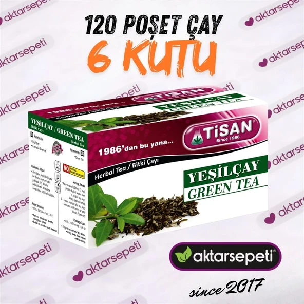 Tisan Yeşilçay 6 Kutu 120 Poşet Çay ürün görseli 1