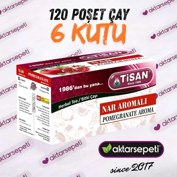 Tisan Nar Aromalı Çayı 6 Kutu 120 Poşet Çay ürün görseli 1