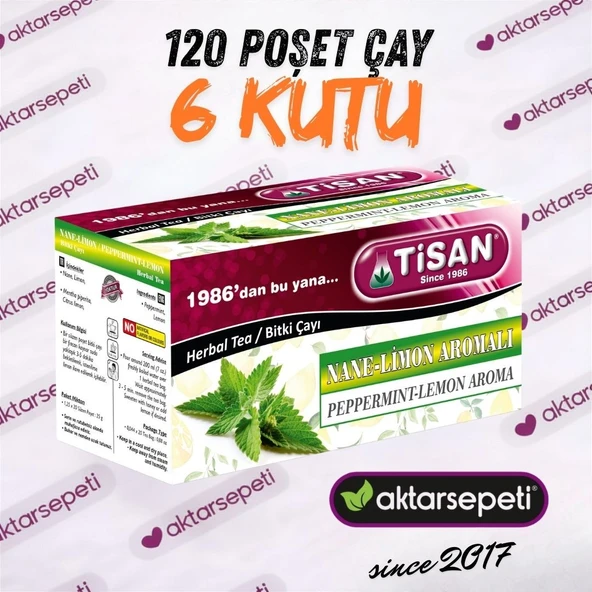 Tisan Nane Limon Aromalı Çayı 6 Kutu 120 Poşet Çay ürün görseli 1