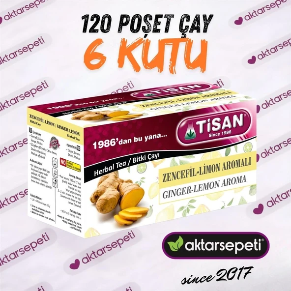 Tisan Zencefil Limon Aromalı Çay 6 Kutu 120 Poşet Çay ürün görseli 1