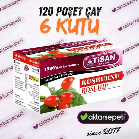 Tisan Kuşburnu Çayı 6 Kutu 120 Poşet Çay ürün görseli 1