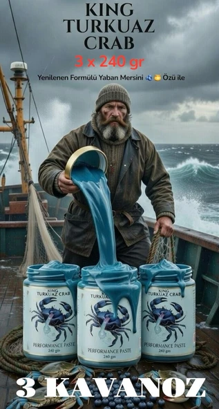 3 Kavanoz Yengeç Turkuaz 3 x 240 gr Anzeli Naturel Çakşır Otu Bitkisel Besin Ballı Polenli Mavi Yaban Mersinli Multivitamin ürün görseli 1