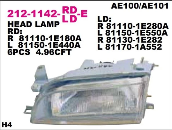 Toyota Corolla 2000-2002 Ön Far El - Man Sol (Oem No: 811501E410) ürün görseli 1