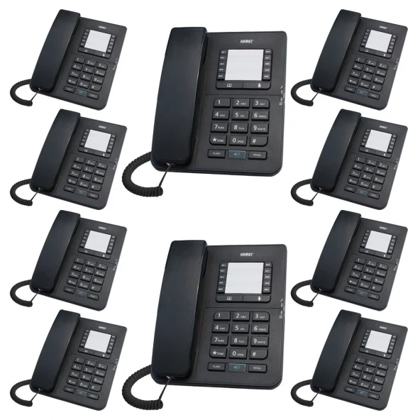 Karel TM142 Ekransız Analog Masaüstü Telefon  10'lu Set Siyah | Santral Uyumlu Ofis Telefonu, Handsfree, Toplu Telefon Paketi, Kurumsal İşletme Çözümü ürün görseli 1