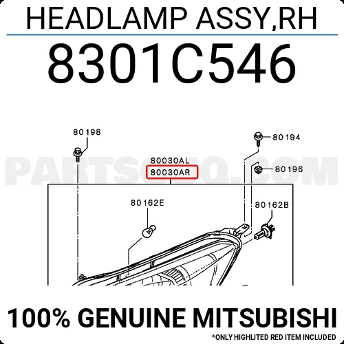 Mitsubishi Attrage Ön Far Elektrikli Motorlu Sağ 2013- (Oem No:  8301C546) ürün görseli 1
