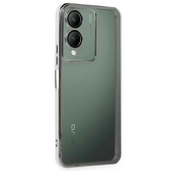 Vivo Y17s Uyumlu Kılıf Kamera Korumalı Lensli Silikon - Gümüş ürün görseli 1