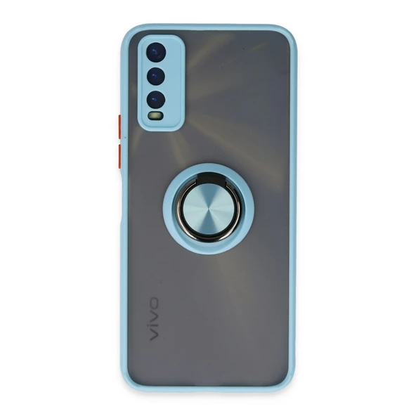 Vivo Y11s Uyumlu Kılıf Montreal Yüzüklü Silikon Kapak - Buz Mavi ürün görseli 1