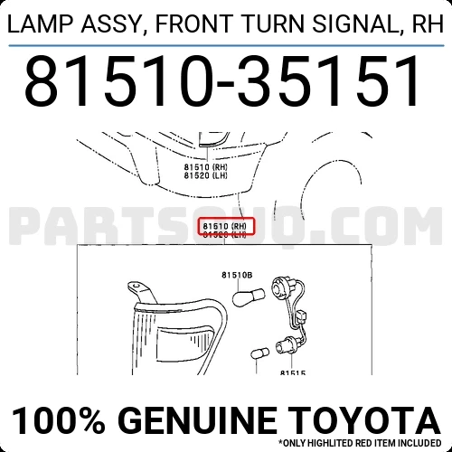 Toyota Hilux 1998-2000 Ön Sinyal Nikelajlı Sağ (Oem No: 8151035151) ürün görseli 1