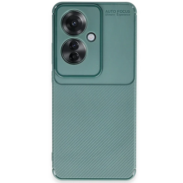Oppo Reno 11f Uyumlu Kılıf Auto Focus Karbon Kapak - Koyu Yeşil ürün görseli 1