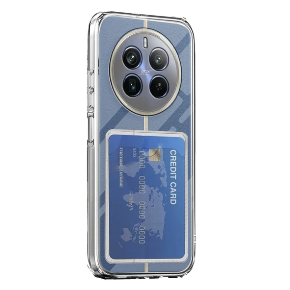 Realme 12 Pro Uyumlu Kılıf Kart Şeffaf Silikon - Şeffaf ürün görseli 1