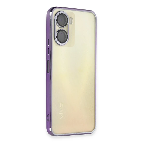 Vivo Y16 Uyumlu Kılıf Kamera Korumalı Lensli Silikon - Mor ürün görseli 1