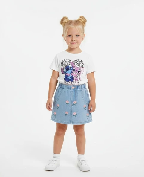 Stitch Kız Çocuk Tişört - Resim 3