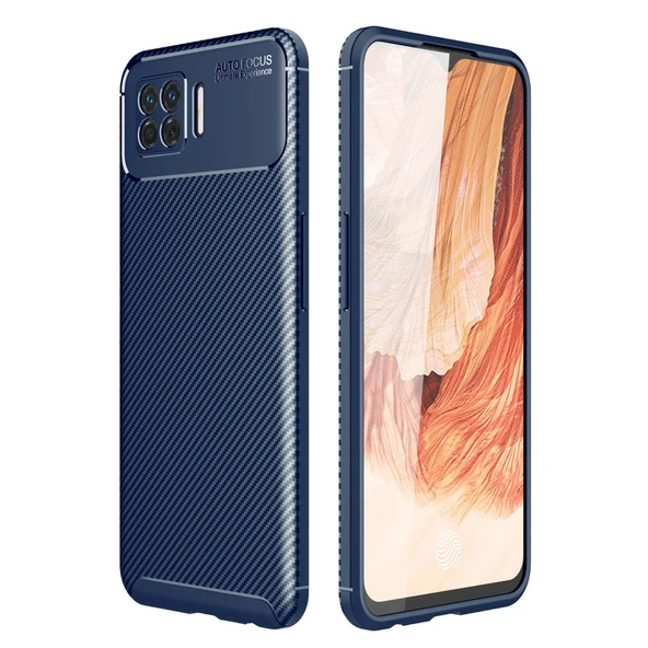 Oppo A73 Uyumlu Kılıf Auto Focus Karbon Kapak - Lacivert ürün görseli 1